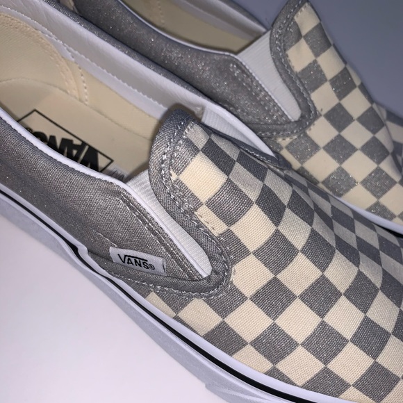 NWB Vans Classic Slip-On Checkerboard Silver - Picture 8 of 11